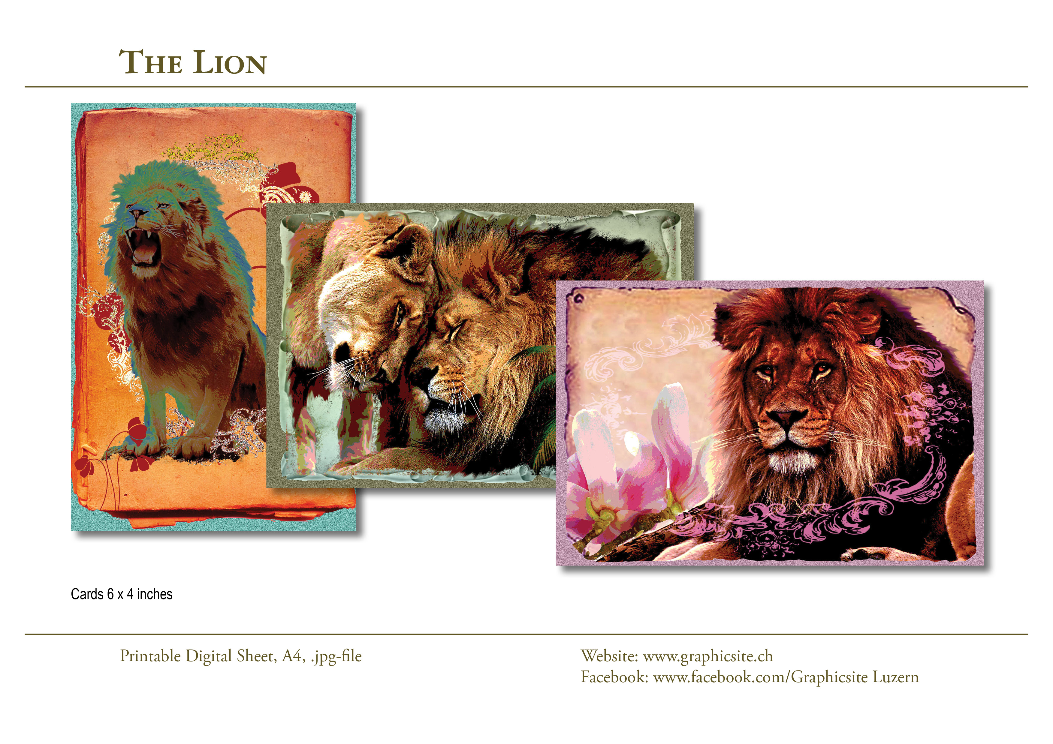 Karten selber gestalten - 6x4 Bilder - #Lion, #Löwe, #Cecil, #Grusskarten, #Postkarten 